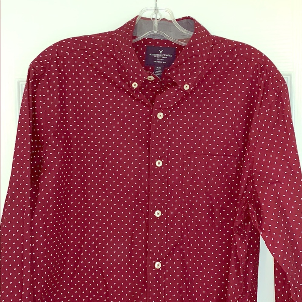 Maroon Polka Dot Button Down